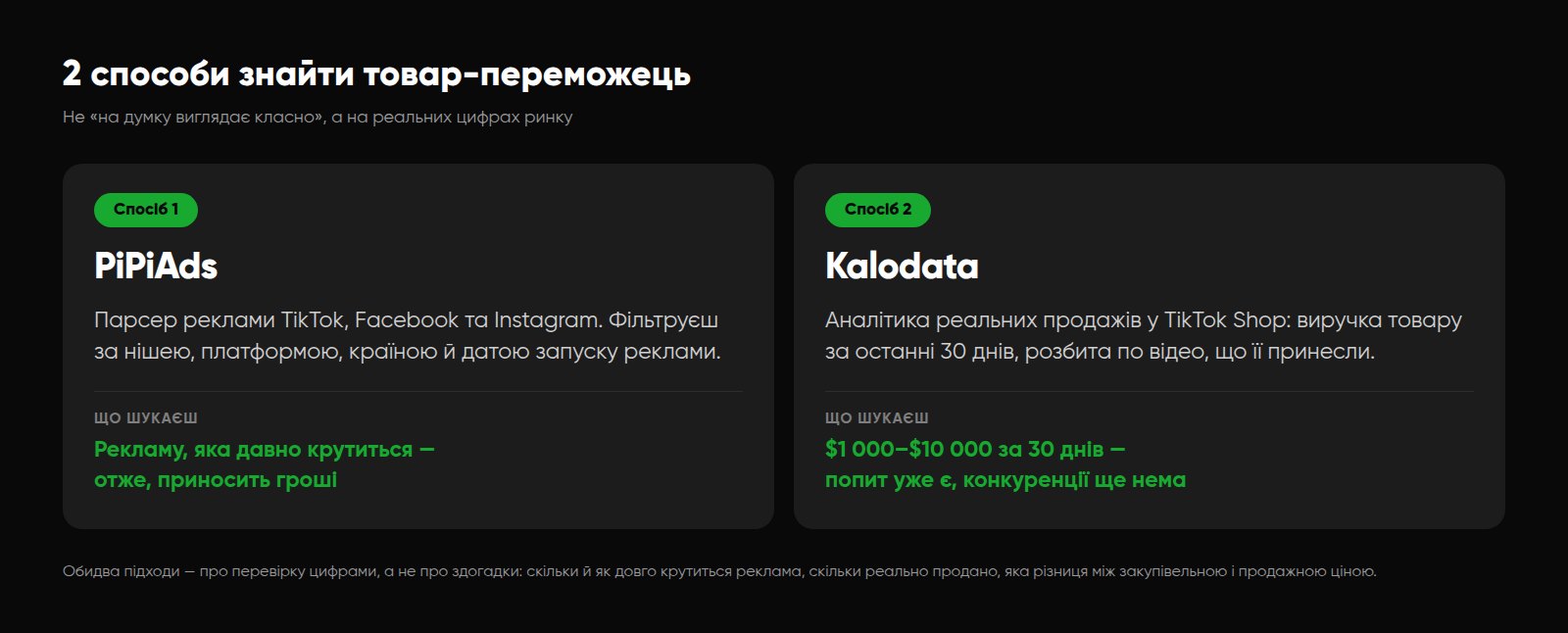 Два способи знайти товар-переможець: PiPiAds проти Kalodata